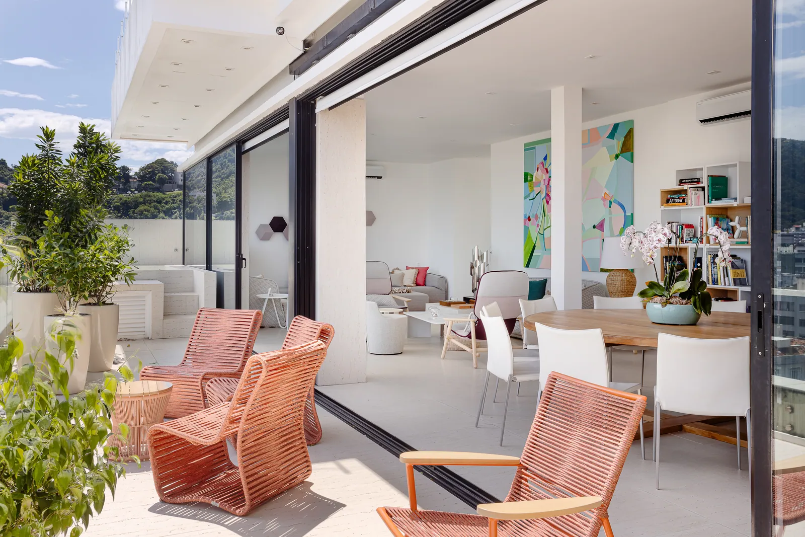 Terrace opening directly onto the living room and dining area